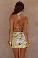 EILISH HALTER MINI DRESS - PELICANO MULTI