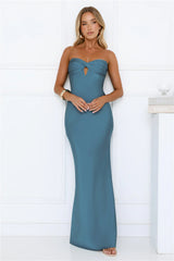 Silken Aurora Strapless Maxi Dress Teal