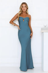 Silken Aurora Strapless Maxi Dress Teal