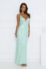 Starlit Shores Sequin Maxi Dress Seafoam