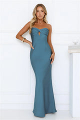 Silken Aurora Strapless Maxi Dress Teal